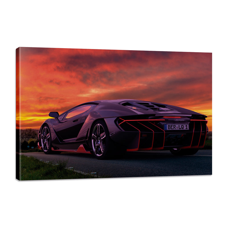 Lamborghini frente atardecer